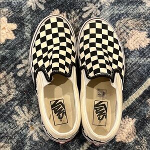 Vans Checkered Slip-On Shoes - Black and White